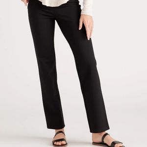 Quince Women's Black Ultra-Stretch Ponte Pants Straight Leg. Sz L Petite 28" NWT